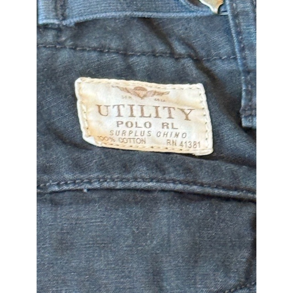 Polo Ralph Lauren Utility Surplus Chino Cargo Pants 34x32 Black 100% Cotton - Picture 8 of 8